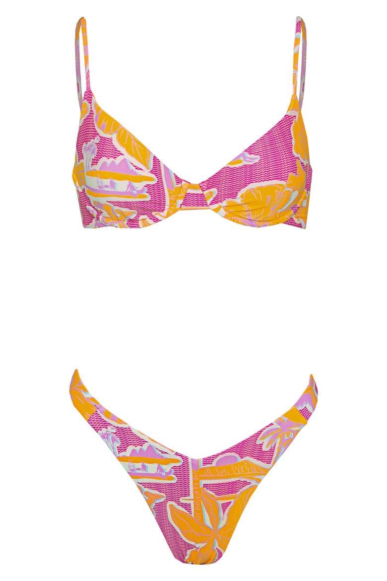 Flamingo Glow Dainty Reversible Underwire Bikini Top, Alternate, color, OPEN PURPLE