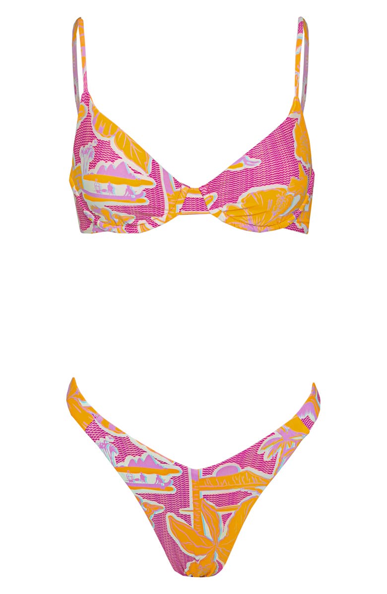 Maaji Flamingo Glow Dainty Reversible Underwire Bikini Top, Alternate, color, Open Purple