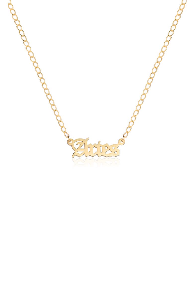 Zodiac Sign Gothic Script Necklace, Main, color, GOLD-ARIES