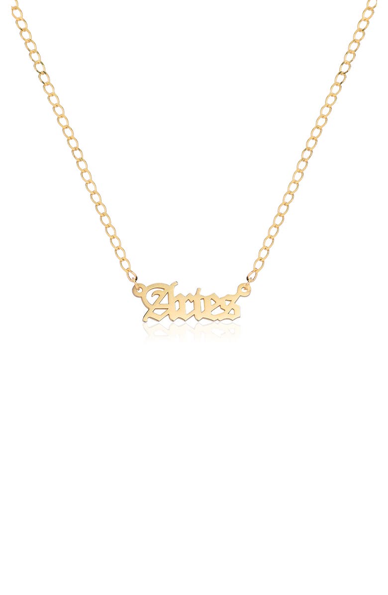 GABI RIELLE Zodiac Sign Gothic Script Necklace, Main, color, Gold-Aries