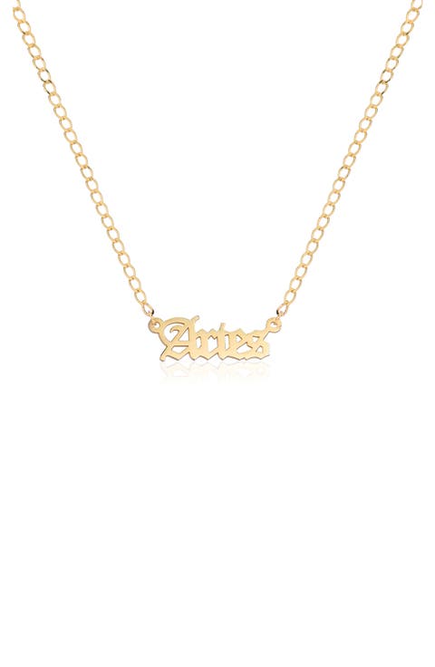Zodiac Sign Gothic Script Necklace