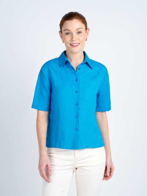 Short Sleeve Linen Blend Shirt