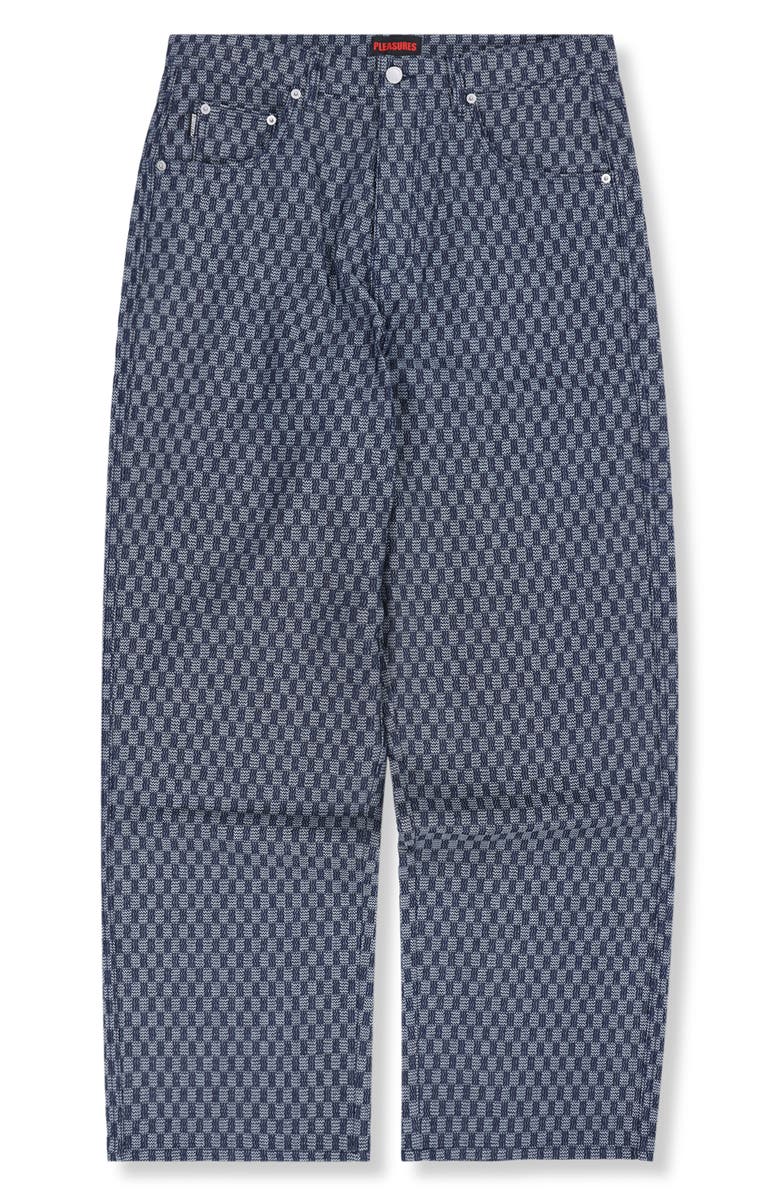 PLEASURES Formula Check Baggy Wide Leg Jeans, Alternate, color, Indigo Checker
