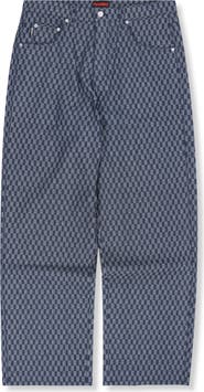 PLEASURES Formula Check Baggy Wide Leg Jeans