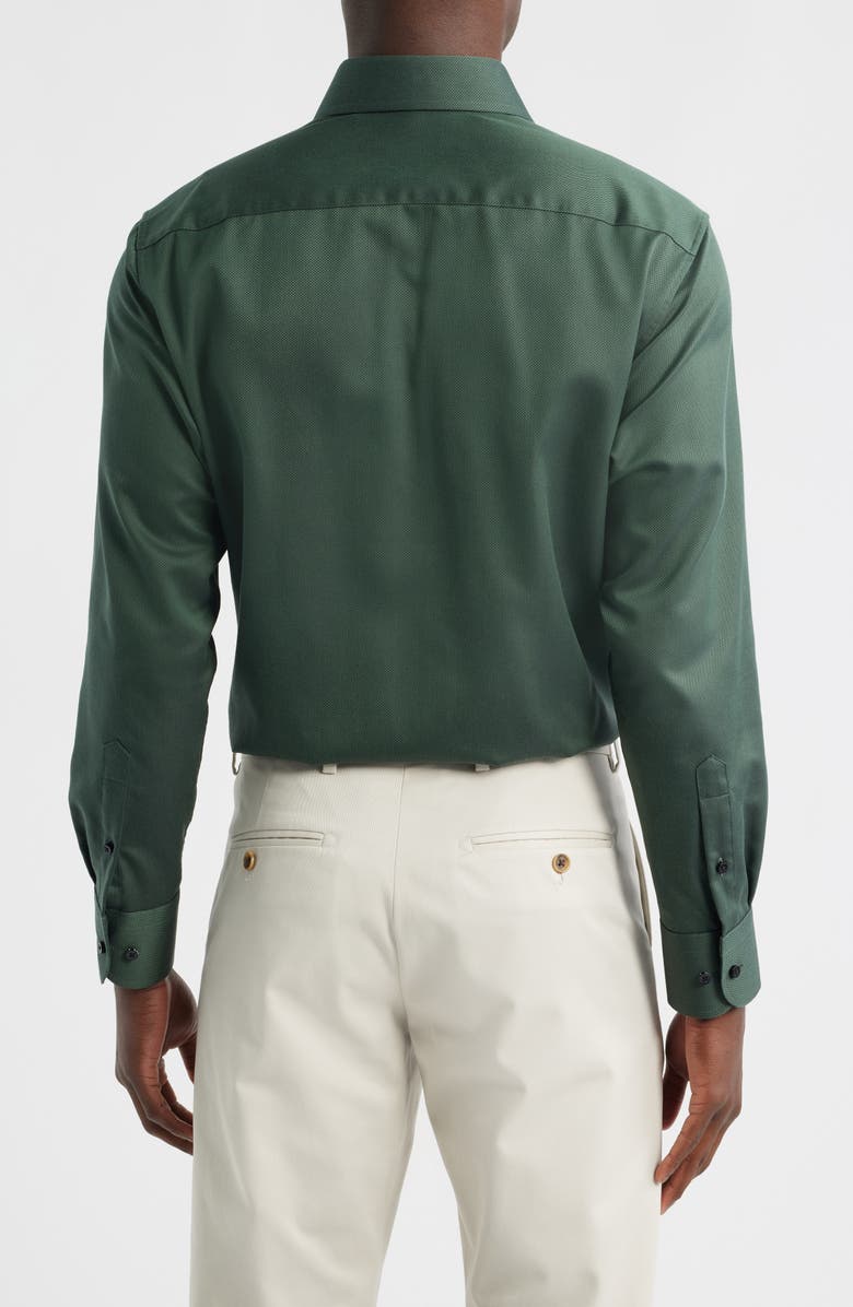 1863 by Eterna Modern Fit Solid Non-Iron Cotton Dobby Dress Shirt, Alternate, color, Dark Green