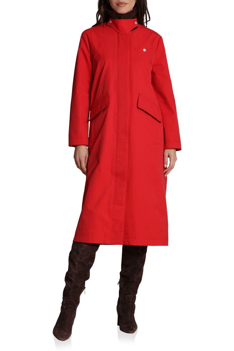 Side Snap Cotton Blend Barn Coat, Alternate, color, TOMATO