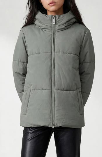 Noize Stacy Water Resistant Hooded Puffer Jacket In Sage