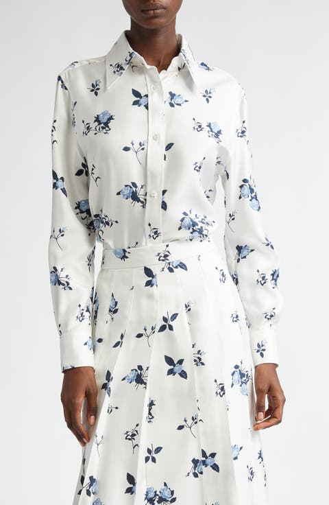 ワンピース THOM BROWNE Women Mid Skirts FDSE73O 03113100 White Thom Browne floral-embroidery Midi Skirt | White | FARFETCH
