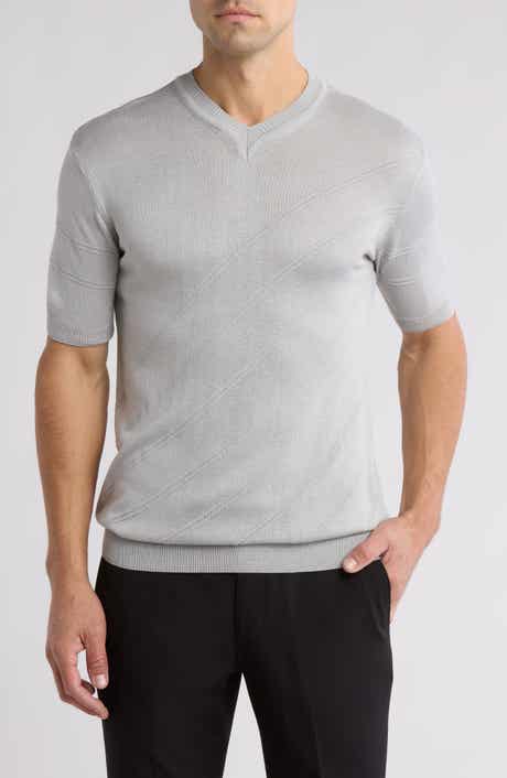 T.R. PREMIUM Short Sleeve Textured V-Neck T-Shirt