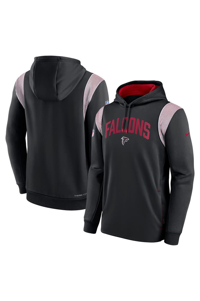 Men's Nike Black Atlanta Falcons Sideline Athletic Stack Performance Pullover Hoodie, Main, color, Black
