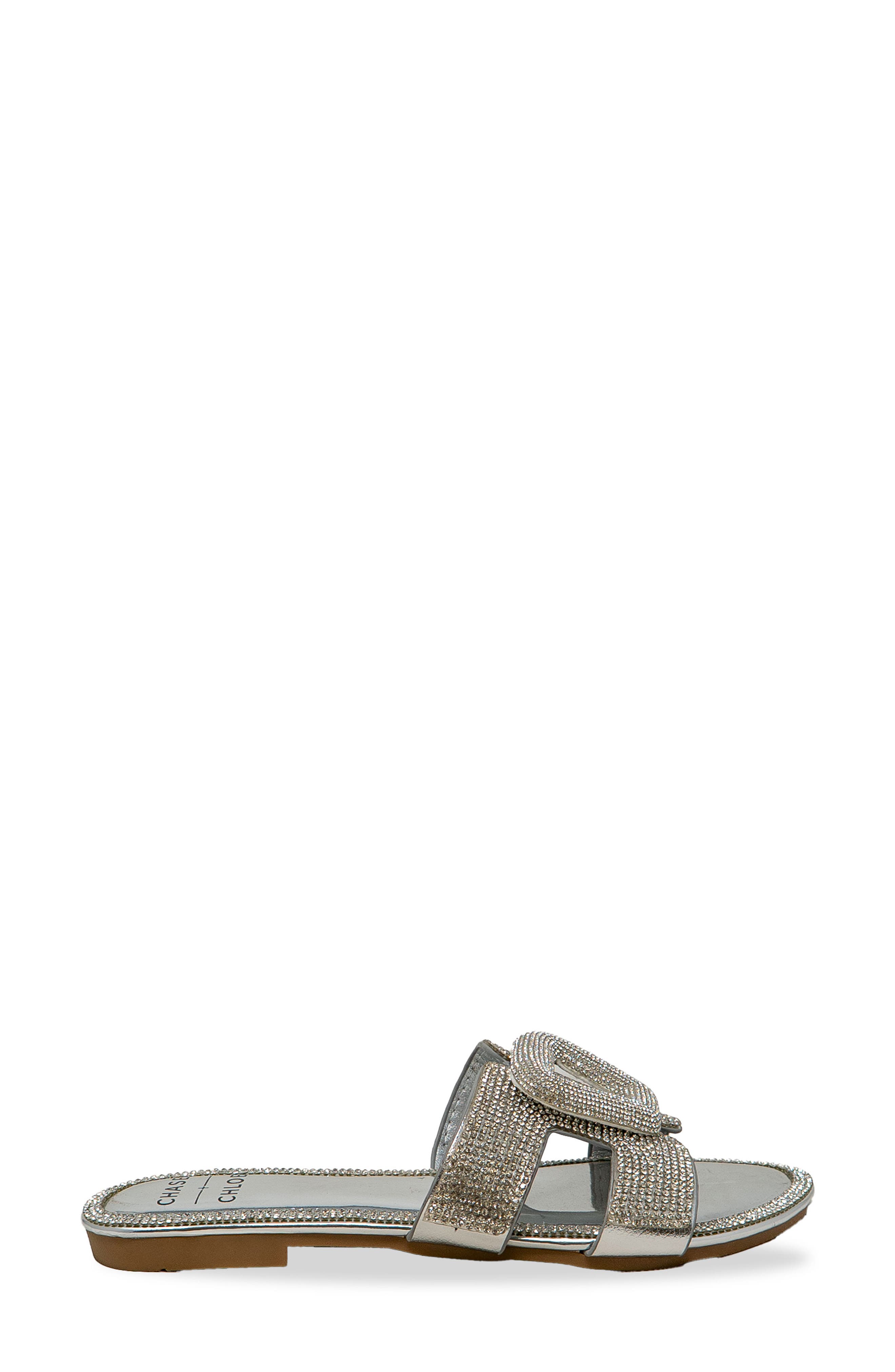 Rhinestone Embellished Slide Sandal, Alternate, color, SILVER METALLIC