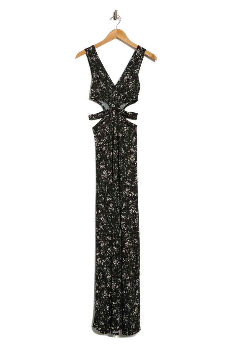 Cutout Maxi Dress, Alternate, color, BLACK WHITE LILLIES