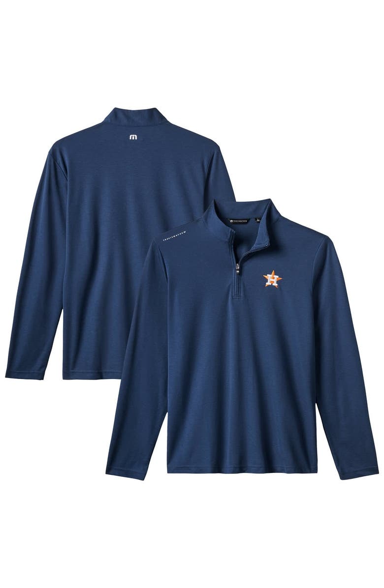 TravisMathew Men's TravisMathew  Navy Houston Astros Time to Tailgate Tri-Blend Quarter-Zip Pullover, Main, color, 
