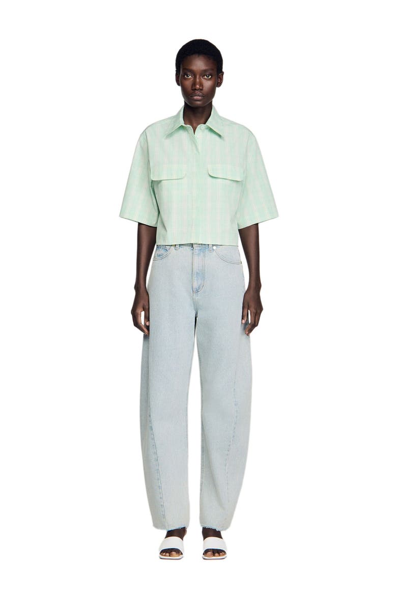 Short checked shirt, Alternate, color, Green / ecru