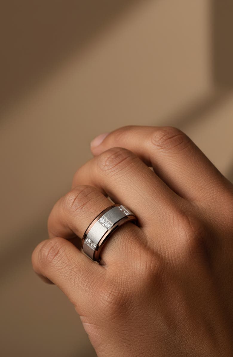 Larson Jewelers Beowulf Raised Center Tungsten Wedding Band, Alternate, color, Espresso