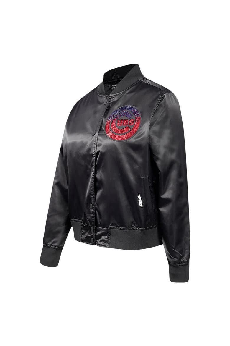 Women's Pro Standard Black Chicago Cubs Rhinestone Satin Full-Snap Jacket, Alternate, color, Black