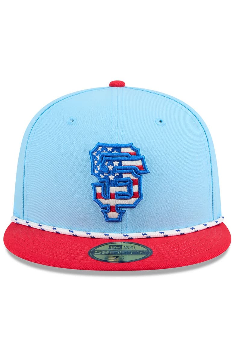 Men's New Era Light Blue/Red San Francisco Giants 2025 Fourth of July 59FIFTY Fitted Hat, Alternate, color, Light Blue