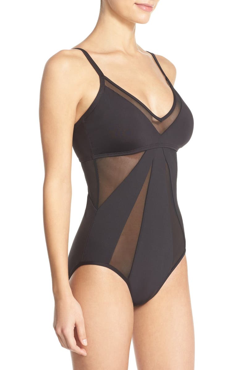 Kenneth Cole New York 'Sheer Satisfaction' One-Piece Swimsuit, Alternate, color, 