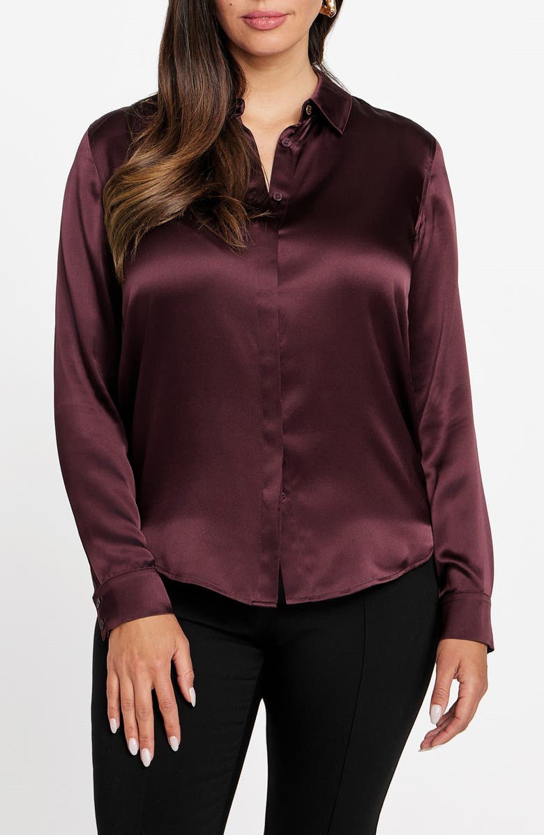 Marciano Icon Silk Shirt, Main, color, Purple