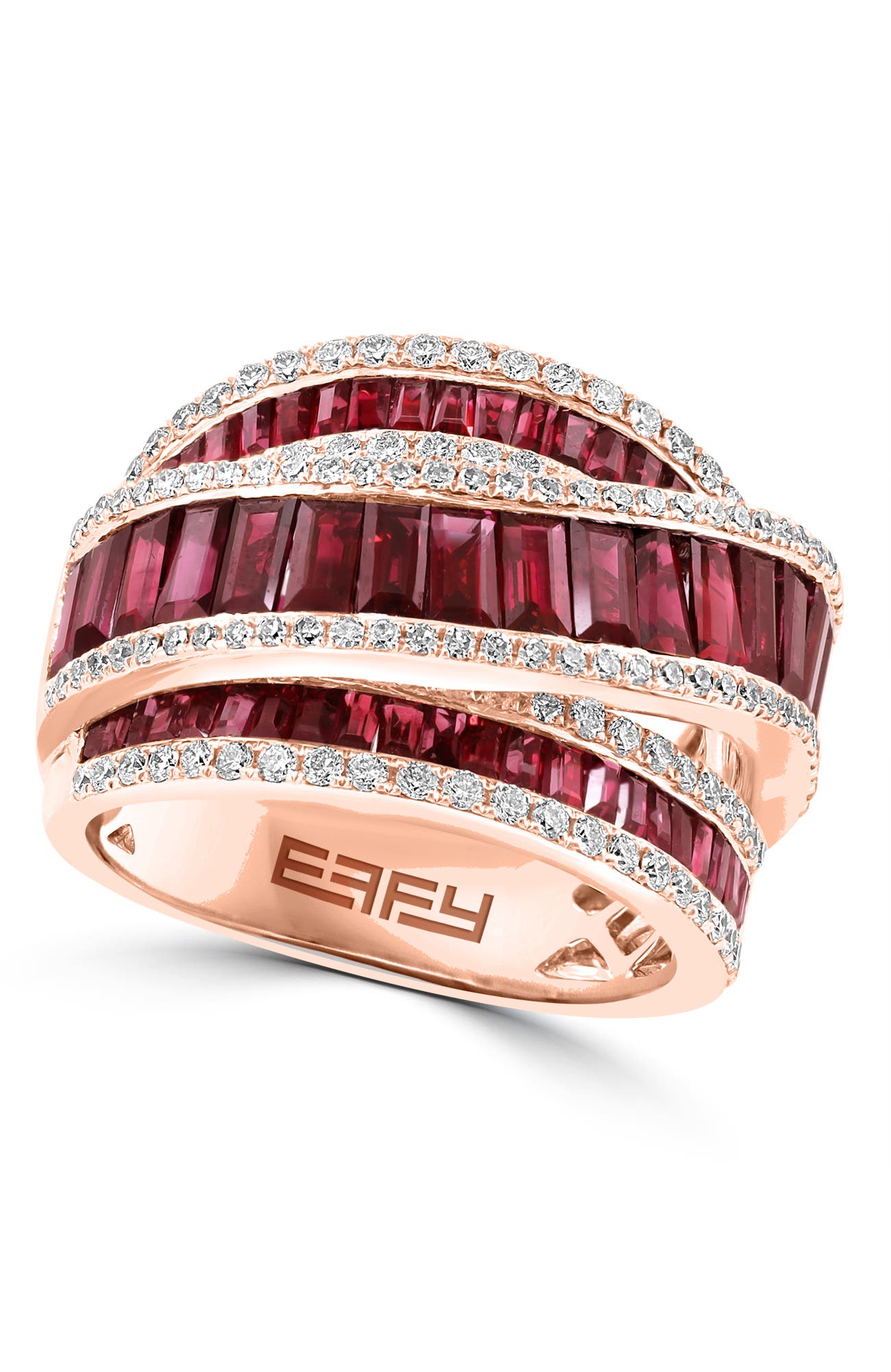 EFFY Natural Ruby Multi-row Ring In 14k Rose Gold (Women) | Nordstrom