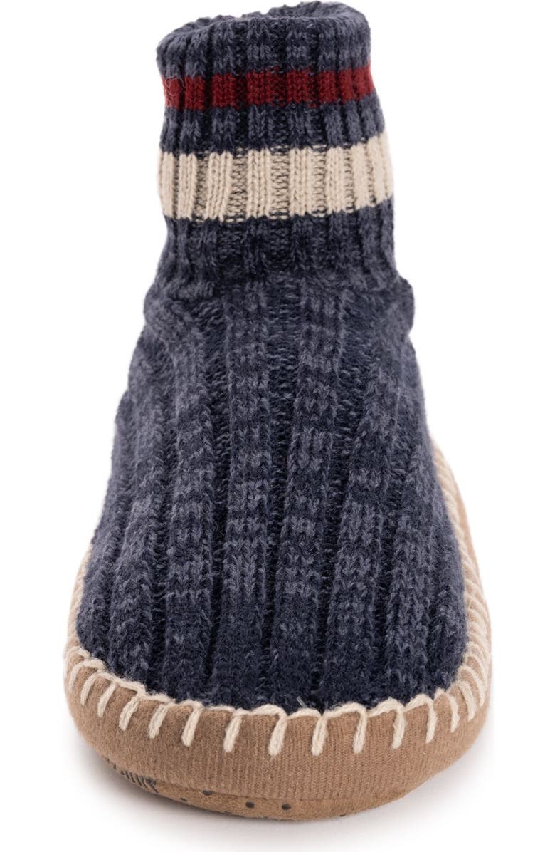 MUK LUKS Cuff Bootie Slipper, Alternate, color, Navy Marl