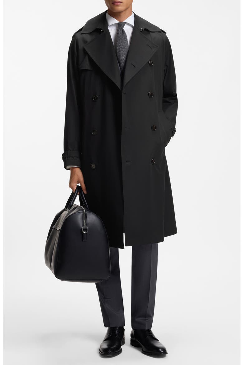 Jared Double Breasted Trench Coat, Main, color, BLACK