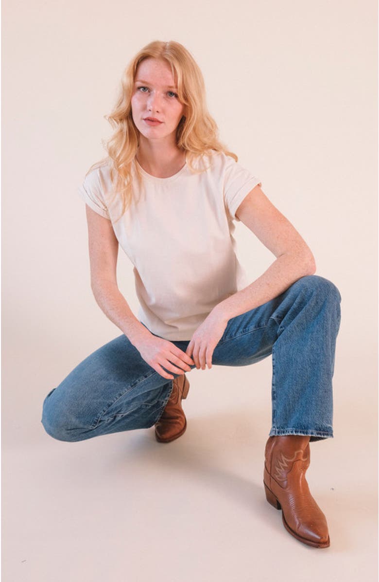 POPLINEN Plus Jane Cuffed Hemp Tee, Alternate, color, Natural