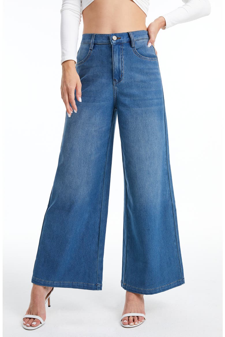 High Waist Wide Leg Flare Jeans, Main, color, BLUEBELL