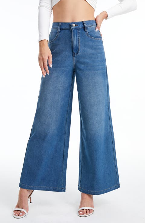 High Waist Wide Leg Flare Jeans