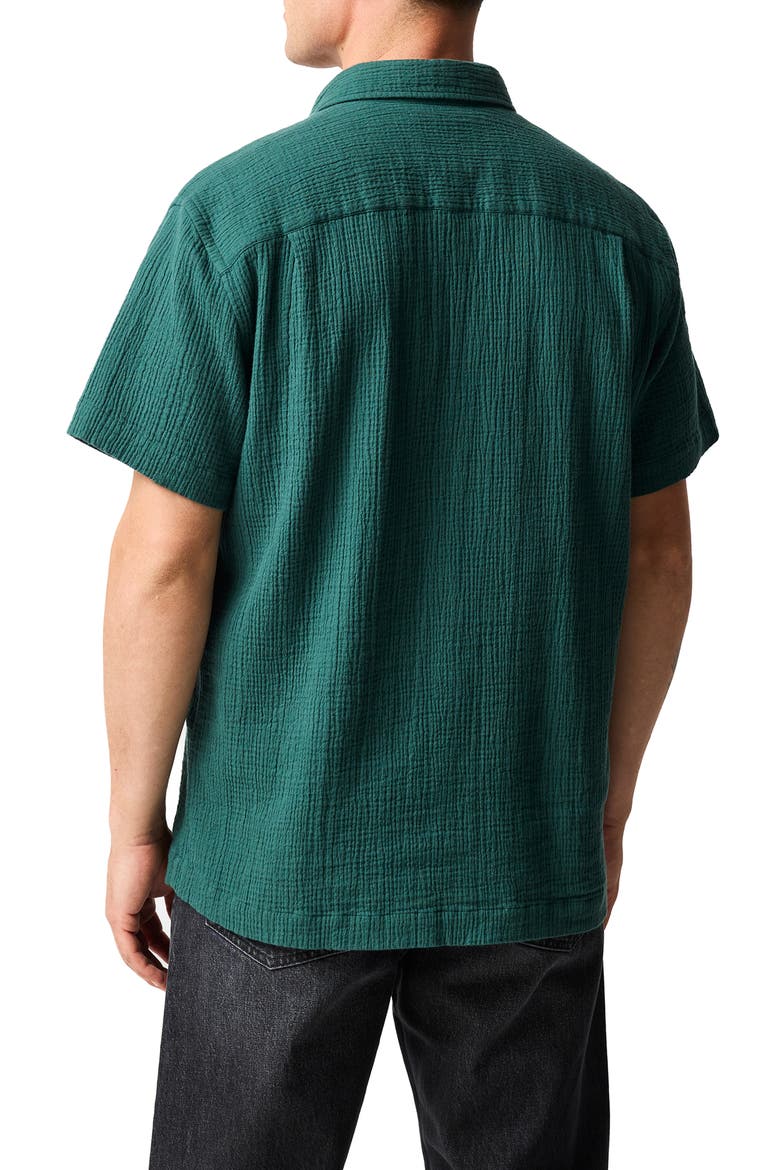 Adams Flat Weekend Fit Short Sleeve Stretch Seersucker Button-Up Shirt, Alternate, color, BOTTLE GREEN