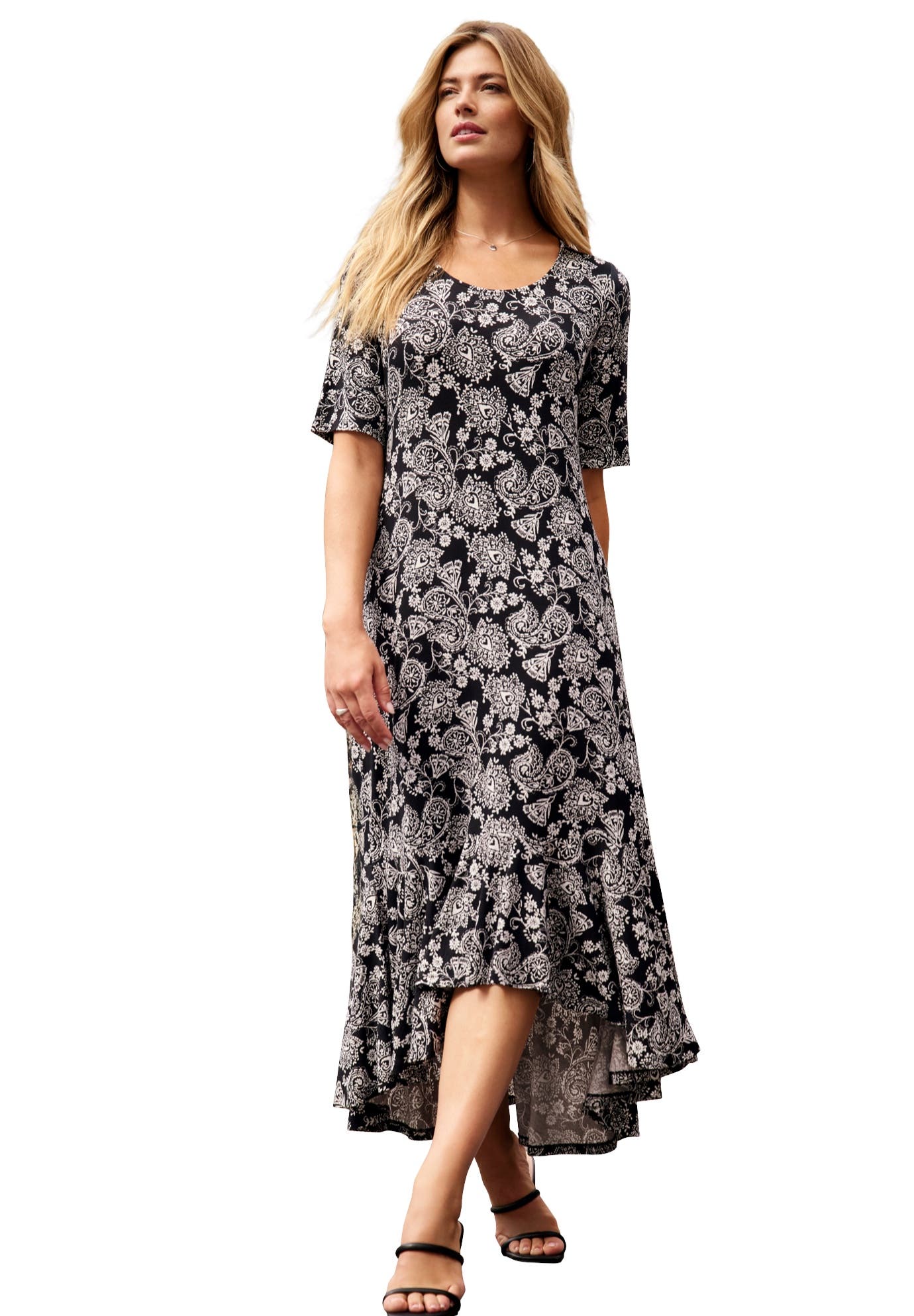 BLACK WHITE ORNATE PAISLEY