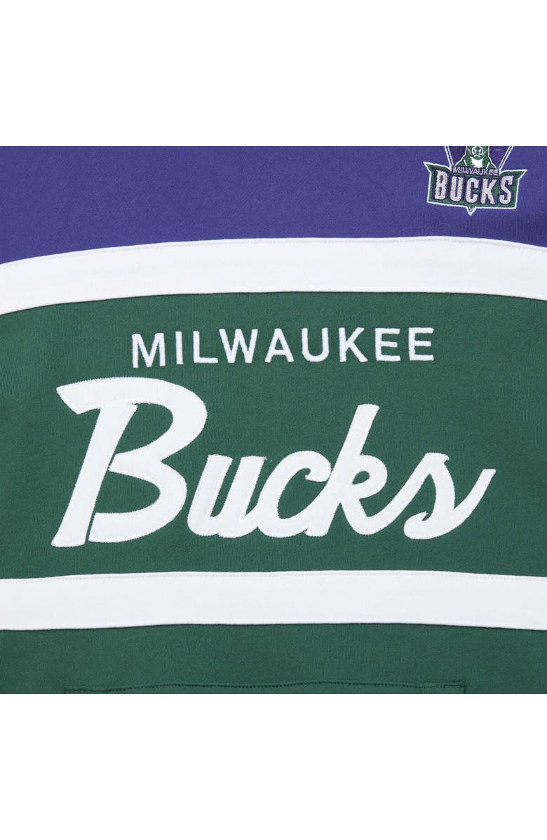 Mitchell & Ness Men's Mitchell & Ness Green/Purple Milwaukee Bucks Head Coach Pullover Hoodie, Alternate, color, Green
