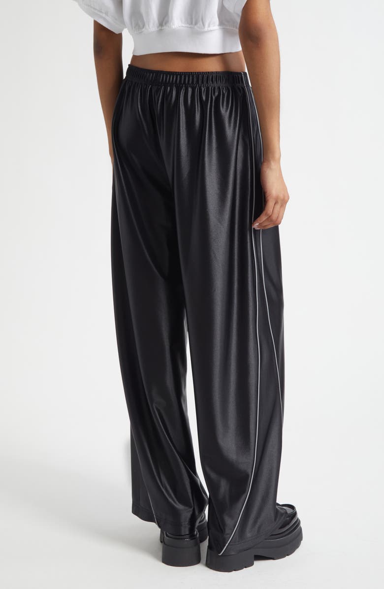 Alexander Wang Reflective Piping Stretch Faille Track Pants, Alternate, color, Black