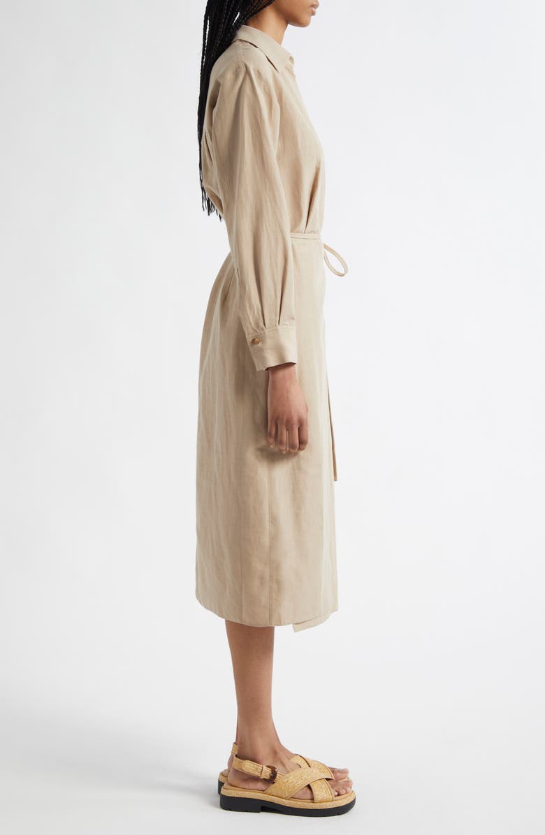 Vince Long Sleeve Wrap Shirtdress, Alternate, color, Light Sandbar