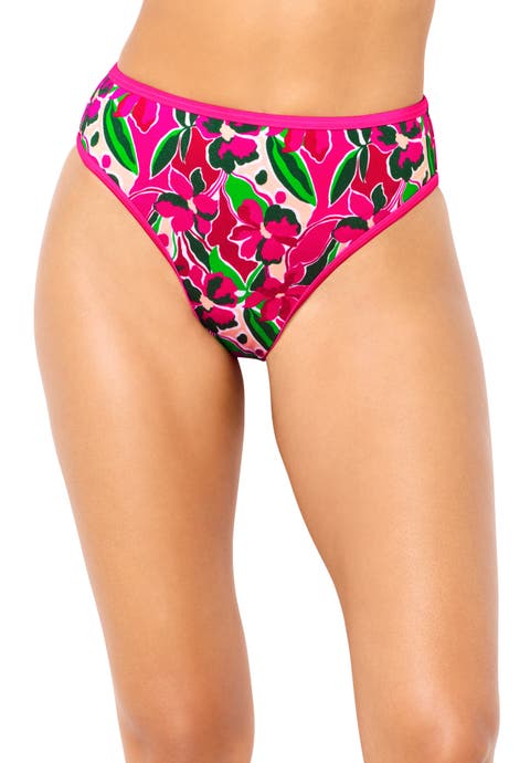 Shimmer Contrast Trim High Waist Swim Brief (Plus Available)