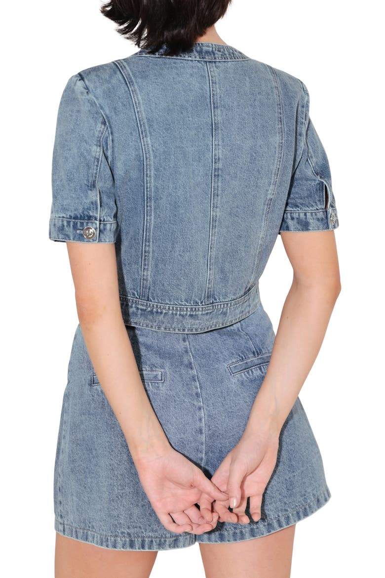 Denim Button-Up Crop Top, Alternate, color, DENIM