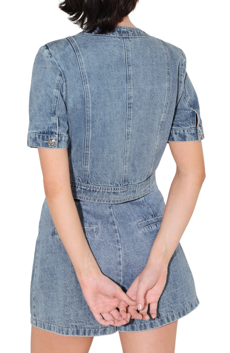 FREEMARKET Denim Button-Up Crop Top, Alternate, color, Denim