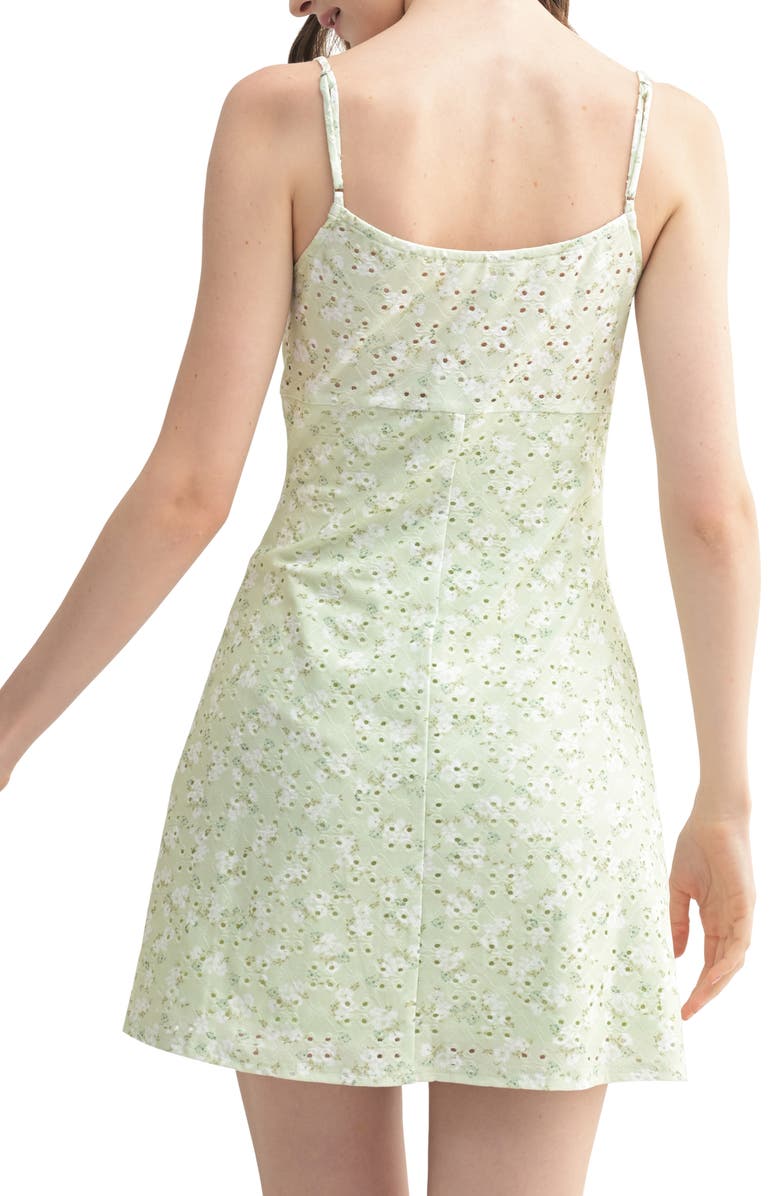 All in Favor Floral Eyelet Minidress, Alternate, color, Sage