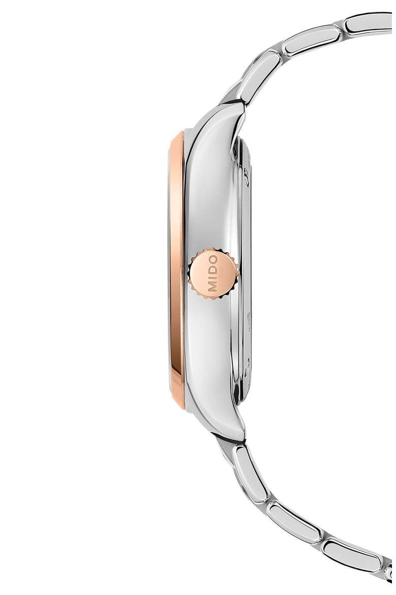 Belluna Royal Lady Mother-of-Pearl & Diamond Automatic Two-Tone Bracelet Watch, 33mm, Alternate, color, SILVER