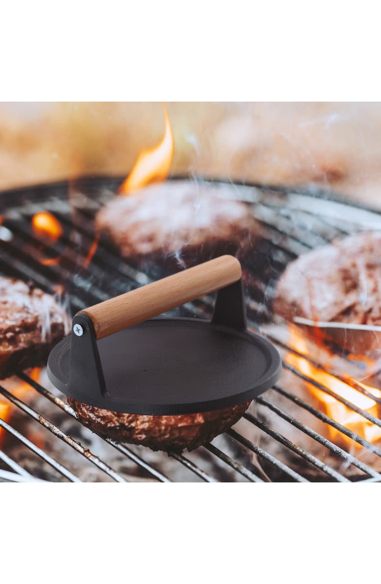 Megachef 7.5 Inch Round Heavy Duty Cast Iron Grill Press, Alternate, color, Black