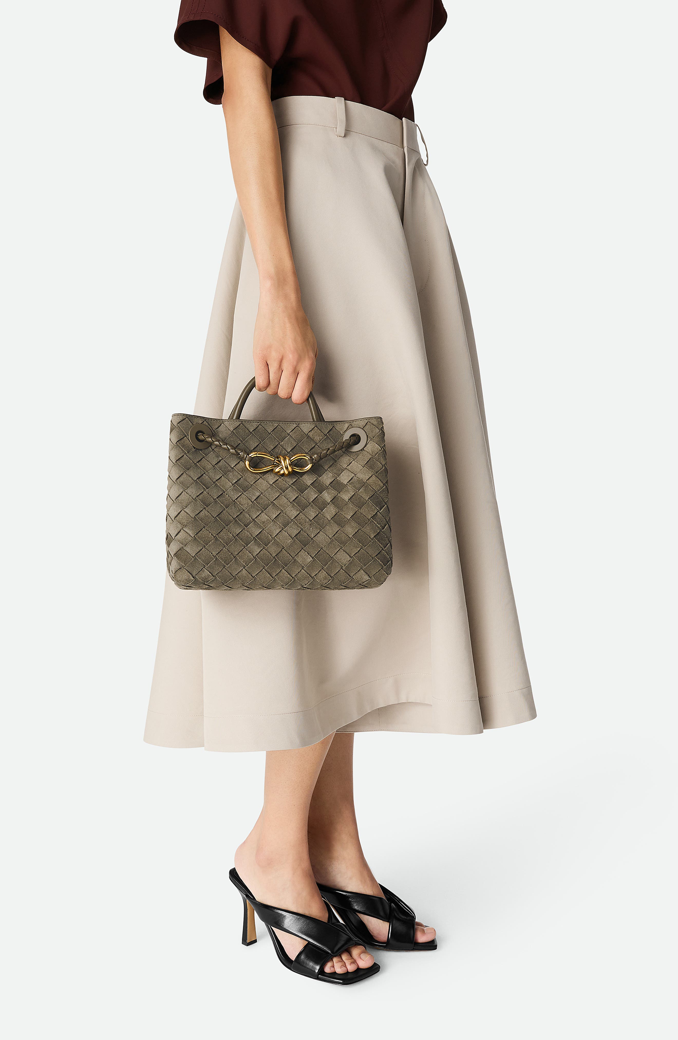 Small Andiamo Intrecciato Suede Shoulder Bag, Alternate, color, 3231 CYPRESS-M B-CYPRESS