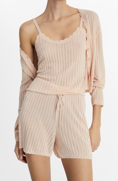Mango Pointelle Pajama Shorts In Pink