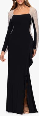 Xscape Evenings Beaded Long Sleeve Mermaid Gown