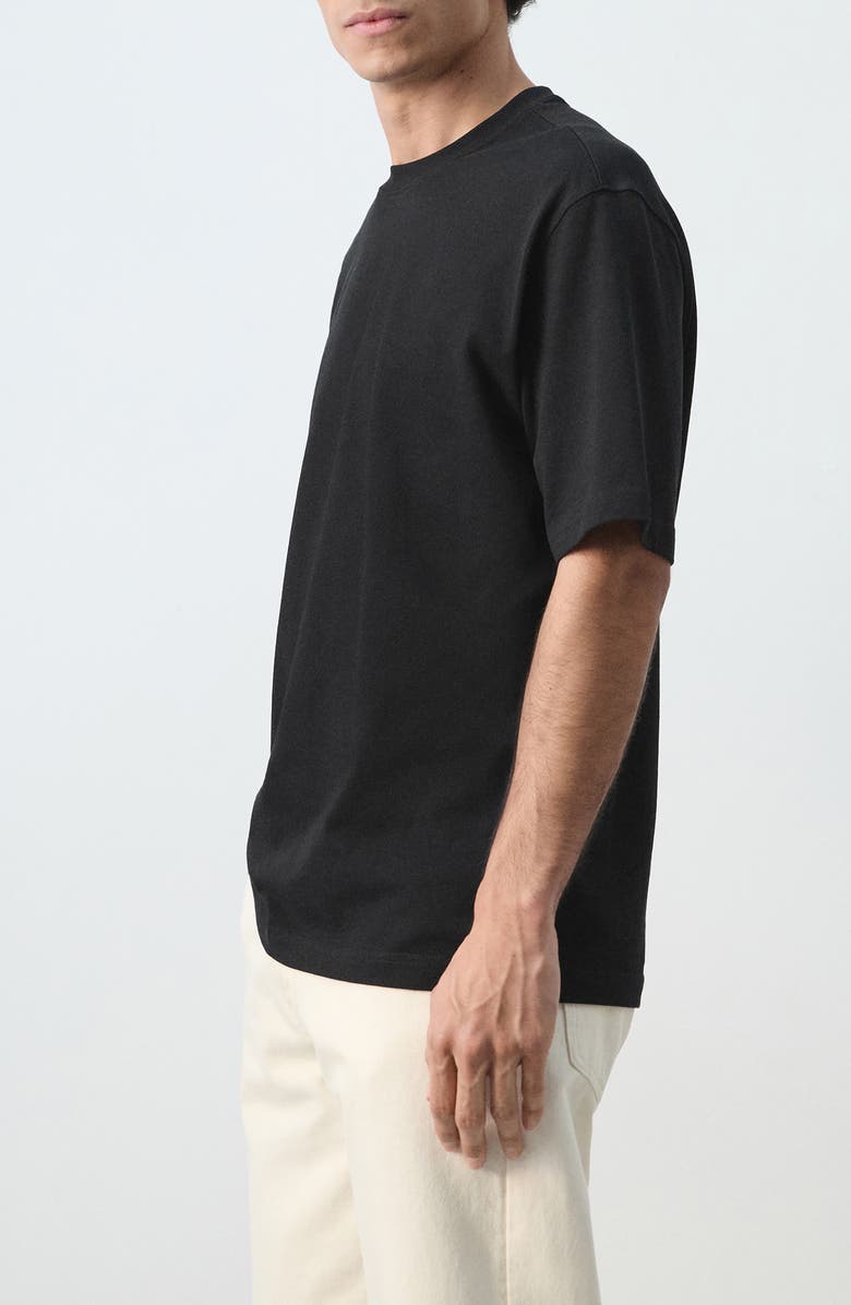 MANGO Relaxed Fit Heavyweight Cotton T-Shirt, Alternate, color, Black