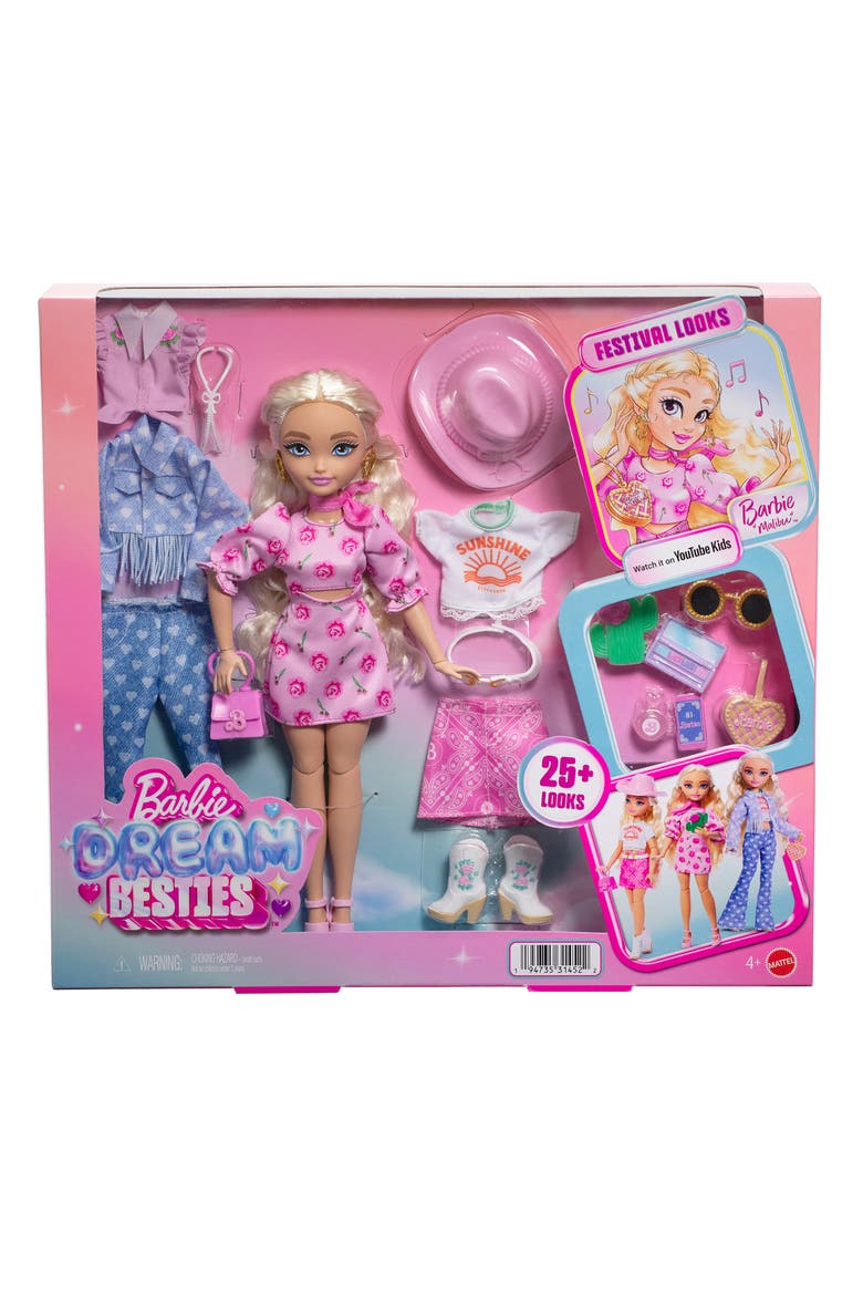 Dream Besties™ Festival Looks Malibu Barbie Doll Set, Main, color, NONE