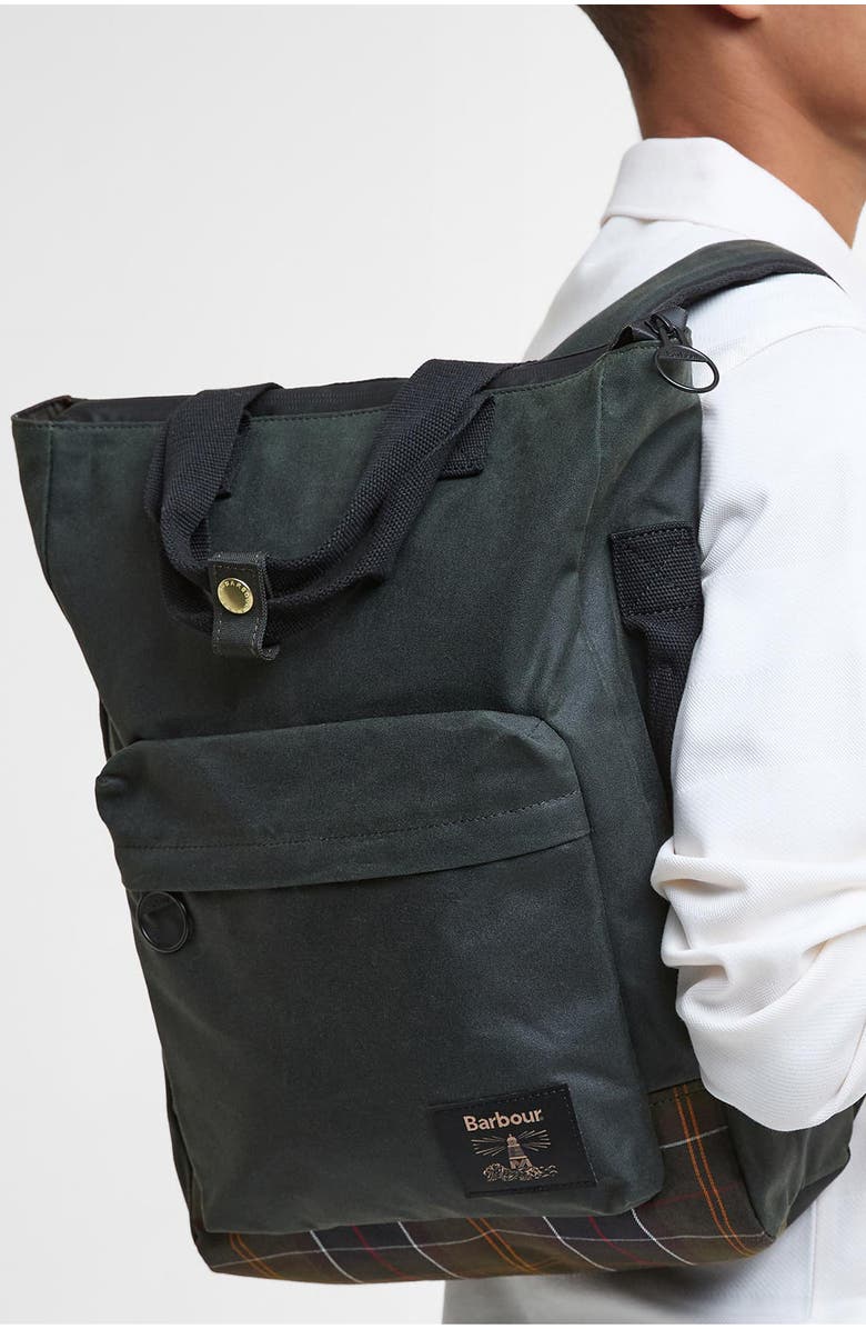 Barbour Field Waxed Cotton Backpack, Alternate, color,