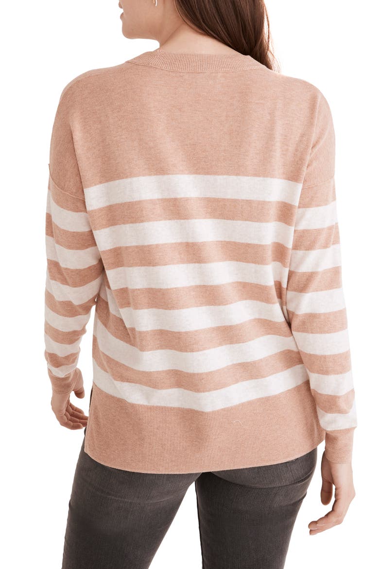 Lightweight Stripe Pocket Sweater, Alternate, color, HEATHER TERRACOTTA