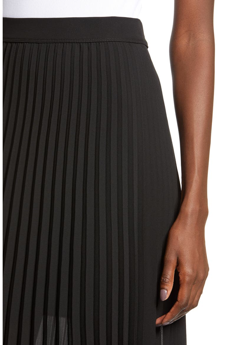 Pleated Georgette Midi Skirt, Alternate, color, BLACK