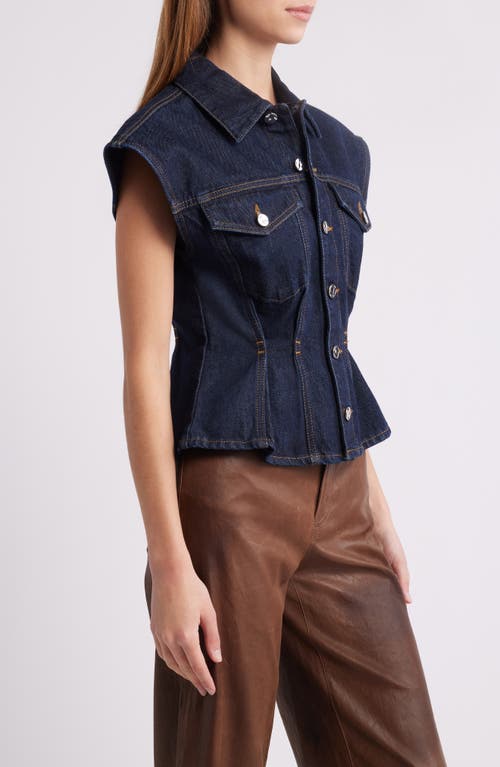 Frame Womens Rinse Nipped Pointed-collar Denim Vest In Rinse