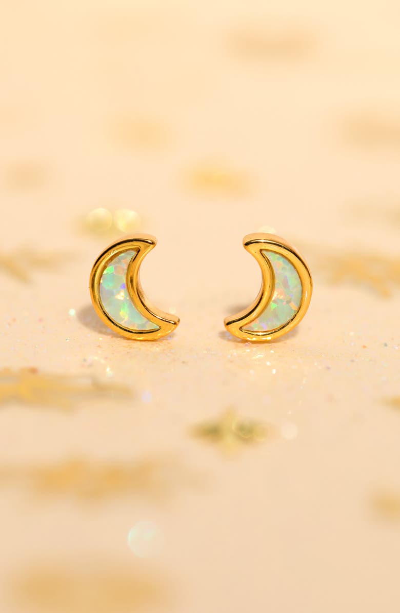 Girls Crew Mini Moon Stud Earrings, Alternate, color, Gold